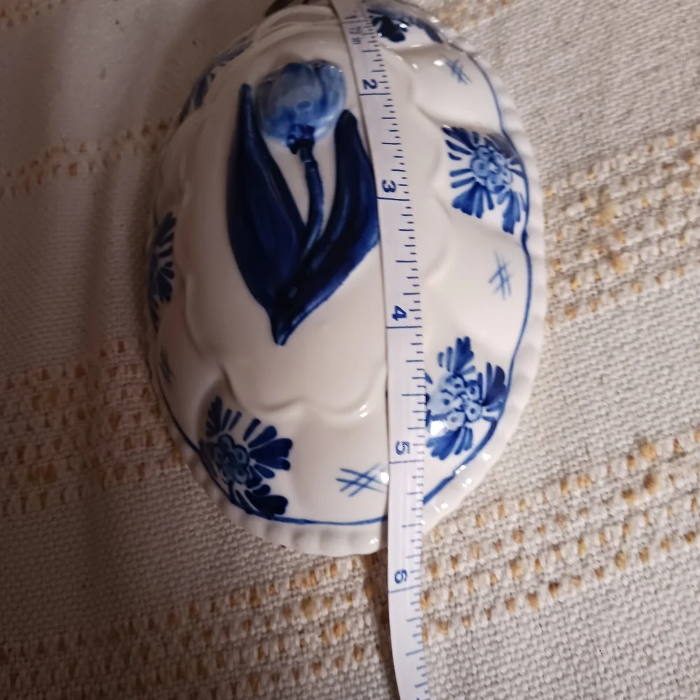 Antique Dutch Delft porcelain mold colbalt blue and white tulip designs - Picture 2 of 5